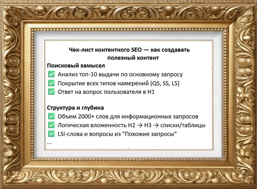 Чек-лист контентного SEO: шаги создания полезного текста